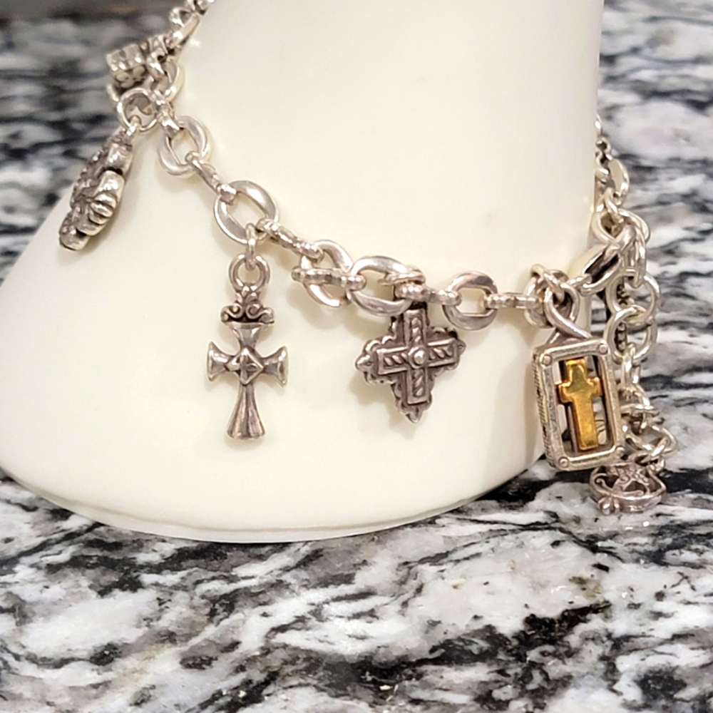 BRIGHTON RETIRED ETERNITY CROSS CHARM BRACELET NWOT - Picture 5 of 6